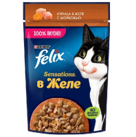Felix Sensations Влажный корм для взрослых кошек, Курица в желе с морковью