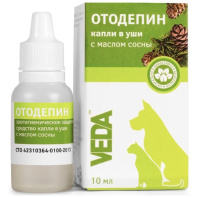Veda 10мл Отодепин ушные капли для собак и кошек с маслом сосны