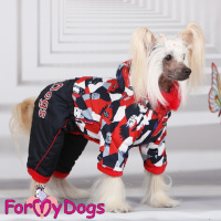 ForMyDogs Комбинезон черно/красный для девочек FW1163-2022M (размер 10Chh, спинка 24см, обхват груди 34см)