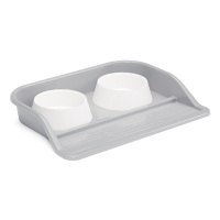 Zoo Plast Набор с двумя мисками для животных на подставке серый, 300мл