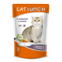 Cat Lunch Влажный корм для взрослых кошек, Говядина и язык в желе