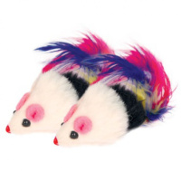 Triol Игрушка для кошек Мышь-погремушка с пером черно-белая, 4,5-5см