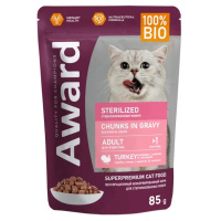 Award Sterilized Влажный корм для взрослых стерилизованных кошек, Кусочки в соусе с индейкой 