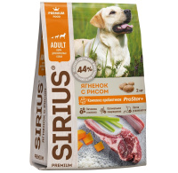 Sirius Сухой корм для взрослых собак, Ягненок и рис 