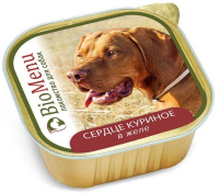 BioMenu Влажный корм для взрослых собак, Сердце куриное в желе