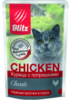 Blitz Classic Chicken Влажный корм для взрослых кошек, Курица с потрошками в соусе