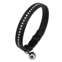 Ferplast Ошейник LUX GAT С для кошек, черный, с колокольчиком, со стразами, 12/19 см