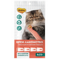 Мнямс Крем лакомство для кошек с тунцом Кацуо и Морским гребешком 15г*4шт