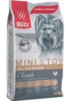 Blitz Classic Mini&Toy Сухой корм для взрослых собак мелких и миниатюрных пород, Курица