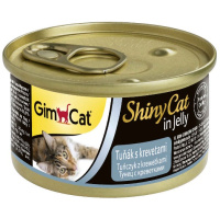 GimCat 70г ShinyCat Влажный корм для взрослых кошек Тунец и креветки