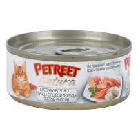 Petreet 70г конс. Влажный корм для взрослых кошек Кусочки розового тунца с рыбой Дорадо