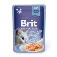 Brit Premium Salmon Fillets Влажный корм для взрослых кошек, Кусочки филе лосося в желе