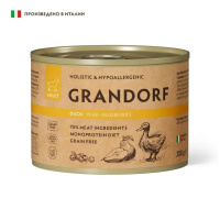 Grandorf Влажный монопротеиновый корм для взрослых собак, Паштет из утки с грушей и черникой 