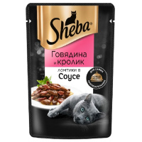 Sheba 75г пауч Влажный корм для взрослых кошек Ломтики Говядина и кролик в соусе