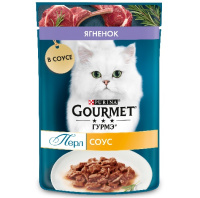 Gourmet 75г пауч Перл Влажный корм для взрослых кошек Ягненок (соус)