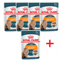 Royal Canin 4+1*85г пауч Intense Beauty Влажный корм для кошек для красоты шерсти (соус+паштет)
