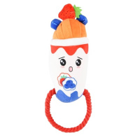 Mr.Kranch Игрушка для собак Йогурт плюшевая с канатиком и пищалкой, 19 см