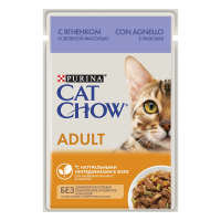 Cat Chow 85г пауч Adult Влажный корм для взрослых кошек Ягненок и зеленая фасоль