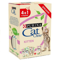 Cat Chow 4+1*85г пауч Kitten Влажный корм для котят Индейка и ягненок
