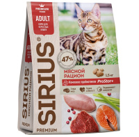 SIRIUS 400г Сухой корм для взрослых кошек Мясной рацион 