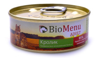 BioMenu 100г*24 конс. Adult Влажный корм для взрослых кошек Мясной паштет с Кроликом