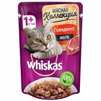 Whiskas Мясная коллекция Влажный корм для взрослых кошек, Говядина в желе
