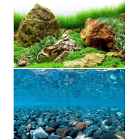 Фон двухсторонний ГОРНАЯ РЕКА/ЗЕЛЕНОЕ МОРЕ 45см*94см