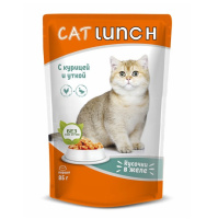 Cat Lunch Влажный корм для взрослых кошек, Курица и утка в желе