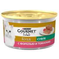 Gourmet 85г конс. Голд Суфле Влажный корм для взрослых кошек Форель и томаты