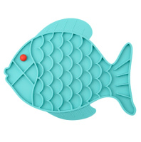 Mr.Kranch Лизательный коврик для медленного поедания силиконовый Рыбка голубая, 24,5*19см 