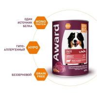 AWARD Влажный корм для взрослых собак, Паштет из говядины с бататом
