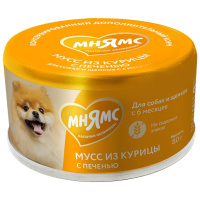 Мнямс Влажный корм для собак и щенков старше 6 месяцев, Мусс из курицы с печенью