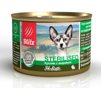 Blitz Holistic Sterilized Влажный корм для взрослых стерилизованных кошек, Кролик с индейкой в суфле