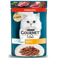 Gourmet 75г пауч Перл Влажный корм для взрослых кошек Говядина (соус)