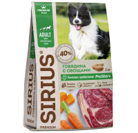 Sirius Сухой корм для взрослых собак, Говядина с овощами