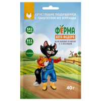 Мнямс Ферма кота Федора  Лакомство для кошек хрустящие подушечки, С паштетом из курицы