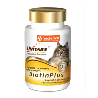 Unitabs 120 таб. BiotinPlus c Q10 Витамины для кошек с биотином и таурином