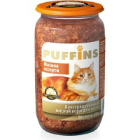 Puffins 650г конс. Влажный корм для взрослых кошек Мясное ассорти