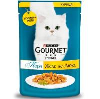 Gourmet 75г пауч Перл Желе Де-Люкс Влажный корм для взрослых кошек Курица (желе)