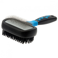 Пуходерка-щетка DeLIGHT двухсторонняя мягкий корд + щетина (нейлон) средняя