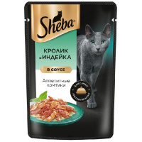 Sheba Влажный корм для взрослых кошек Ломтики Кролик и индейка в соусе