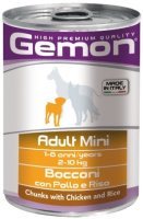 Gemon Dog Mini Adult Влажный корм для собак мелких пород, Кусочки курицы с рисом