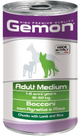 Gemon Dog Medium Adult Влажный корм для собак средних пород, Кусочки ягненка с рисом