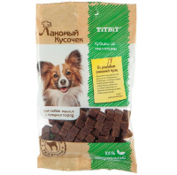 TitBit Dog Лакомый кусочек Кубики из телятины лакомство для собак, 80г