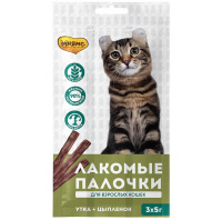 Мнямс лакомые палочки для кошек с цыпленком и уткой 13,5см 3*5г (цена за 1шт)