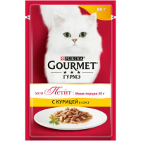 Gourmet 50г пауч Мон Петит Влажный корм для взрослых кошек Курица (соус)