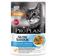 Pro Plan 85г пауч NutriSavour Elegant Влажный корм для кошек с чувствительной кожей Треска (соус)