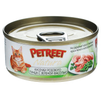 Petreet 70г конс. Влажный корм для взрослых кошек Кусочки розового тунца с зеленой фасолью 