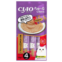 Inaba Ciao 14г*4шт Лакомство-пюре для взрослых кошек, Тунец Магуро, лобстер