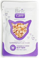 Brit Care 80г пауч Kitten Chicken&Cheese Влажный корм для котят Курица и сыр